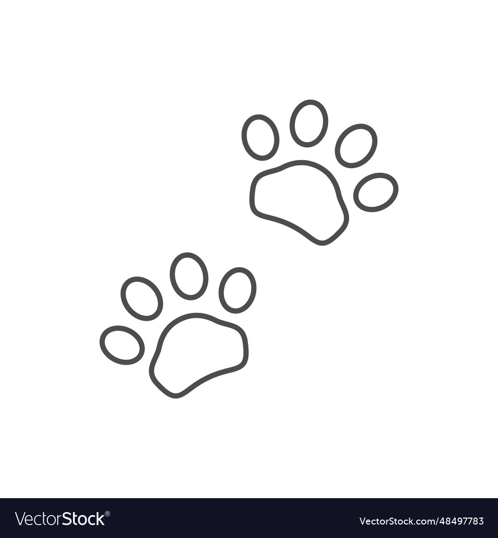 Paw imprint line outline icon Royalty Free Vector Image