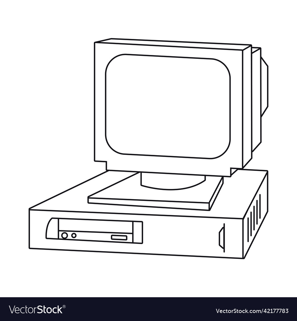 Retro Computer Line Icon