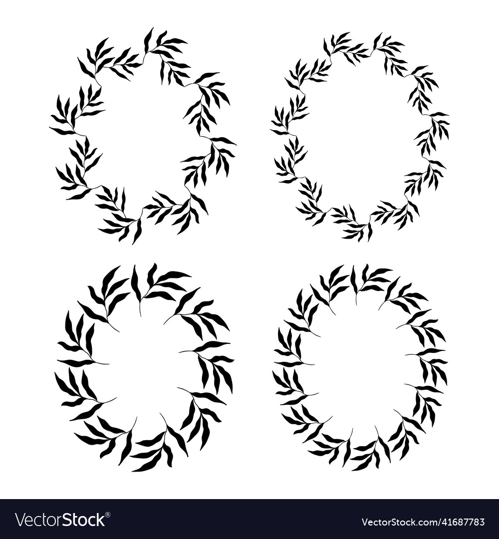 Set of oval botanical frames vector image Set of oval botanical frames