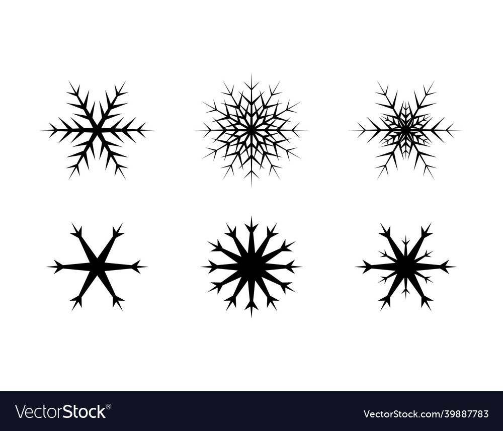 Set of simple snowflake black lines Vector Image Set of simple snowflake black lines