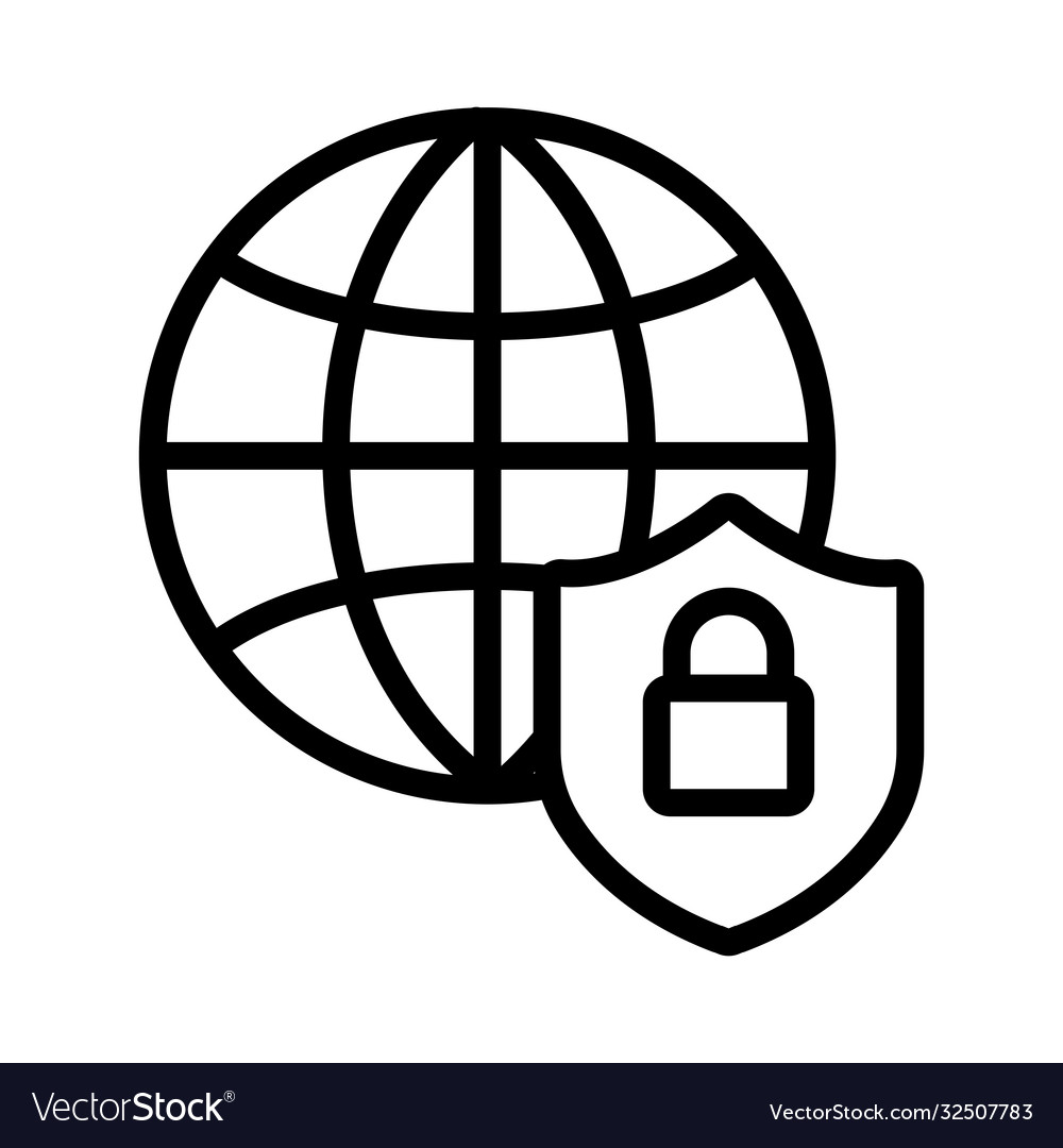 Shield secure with sphere browser and padlock line
