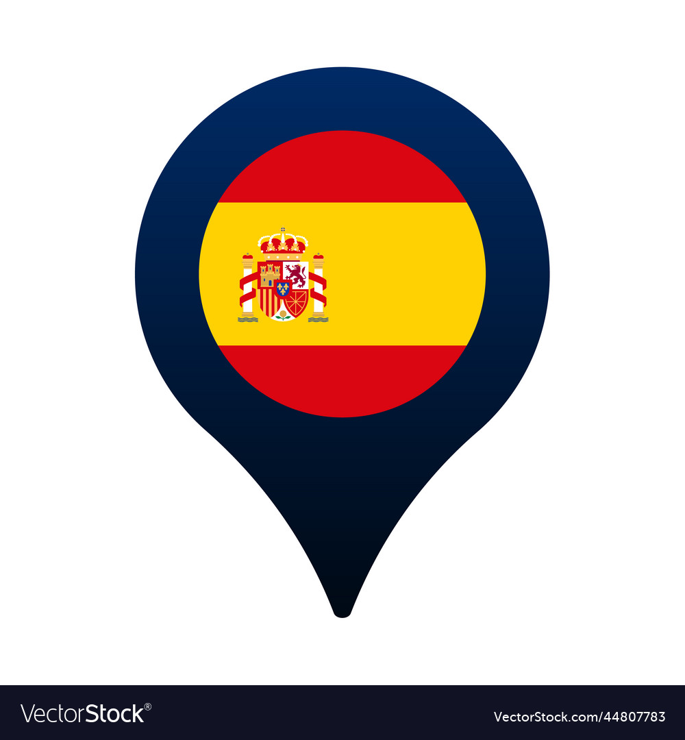Spain flag and map pointer icon national