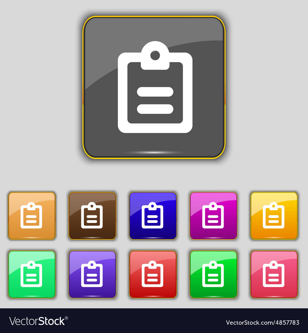 Text file icon sign set with eleven colored