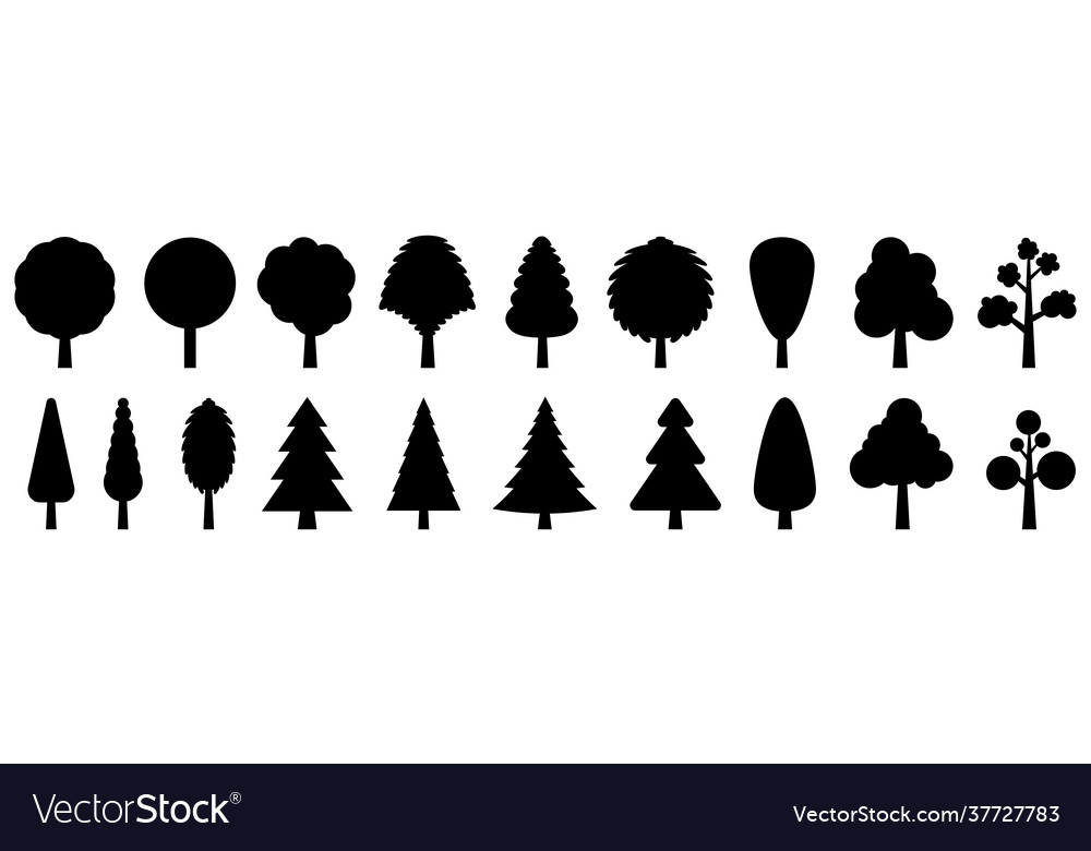 Trees collection set tree icons vector image Trees collection set tree icons