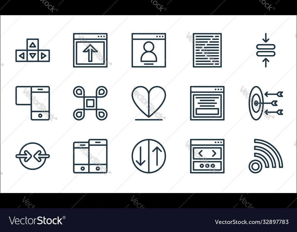 User interface line icons linear set quality vector image User interface line icons linear set quality