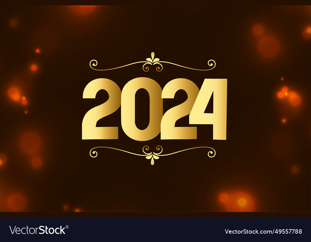 2024 golden lettering shiny background for new Vector Image