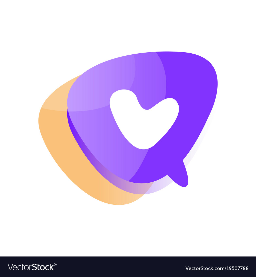 Abstract speech bubble cloud with heart inside