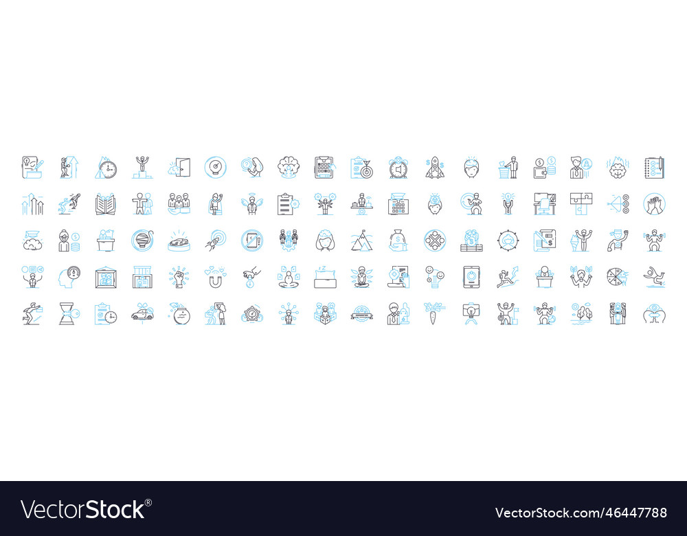 Brainstorming line icons set ideating vector image Brainstorming line icons set ideating