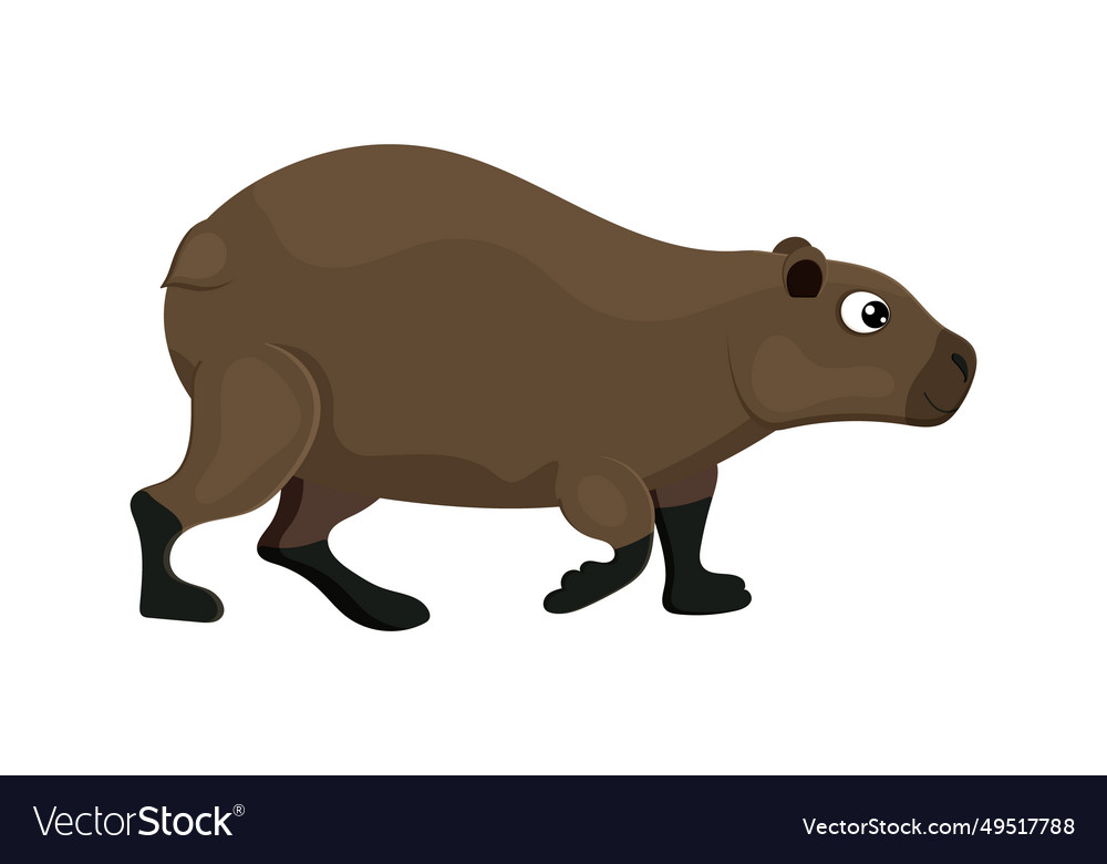 Brown walking capybara cute cartoon character Vector Image