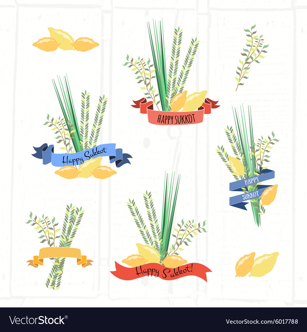 Collection of labels and elements for sukkot