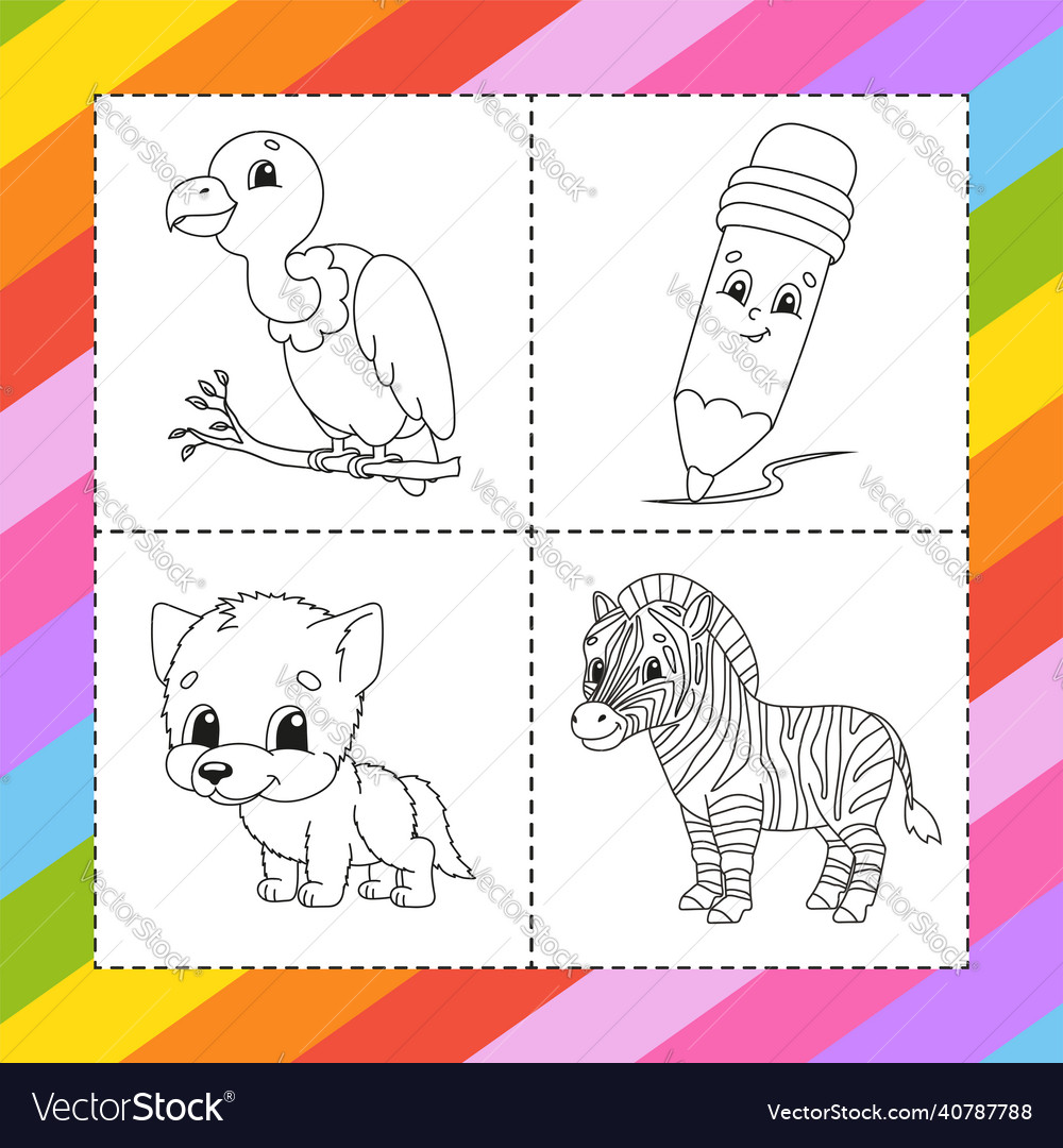 Coloring book for kids cartoon character black