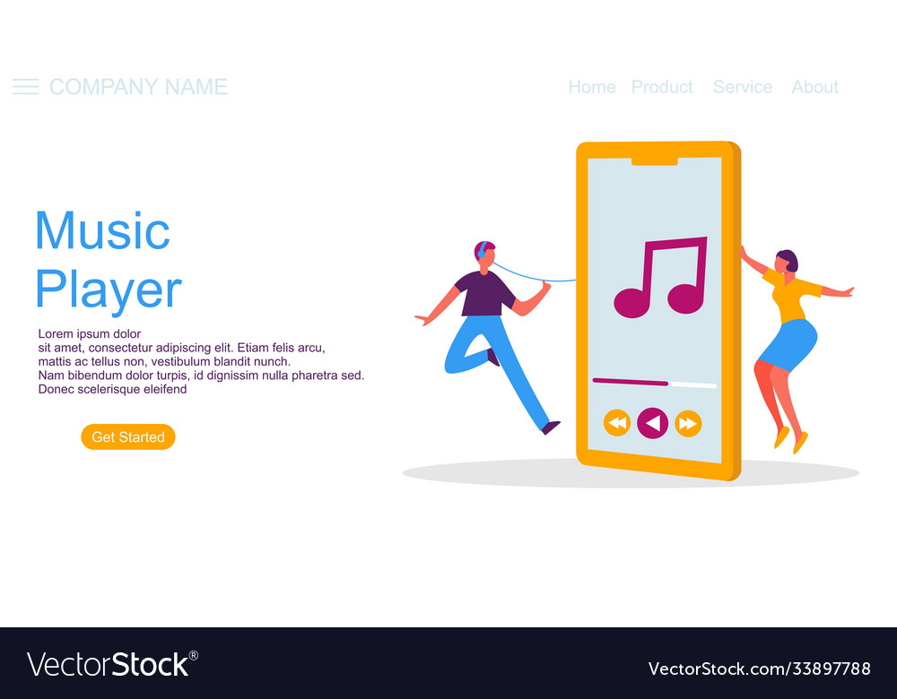 Concept music player apps for website Vector Image Concept music player apps for website
