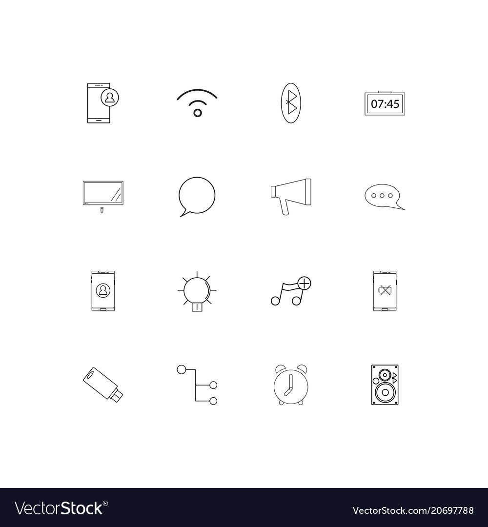 Devices simple linear icons set outlined