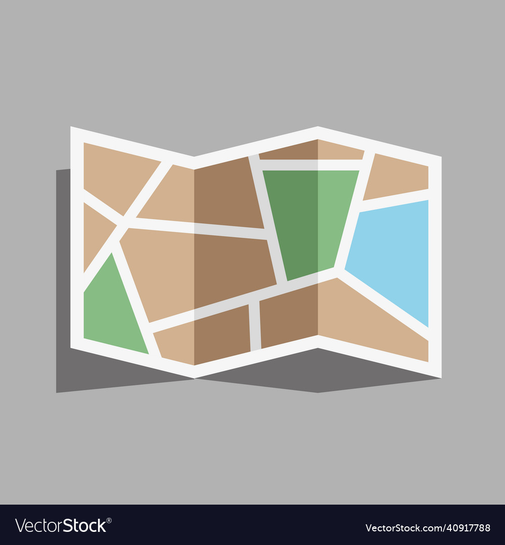 Flat design icon of a map with shadows vector image Flat design icon of a map with shadows