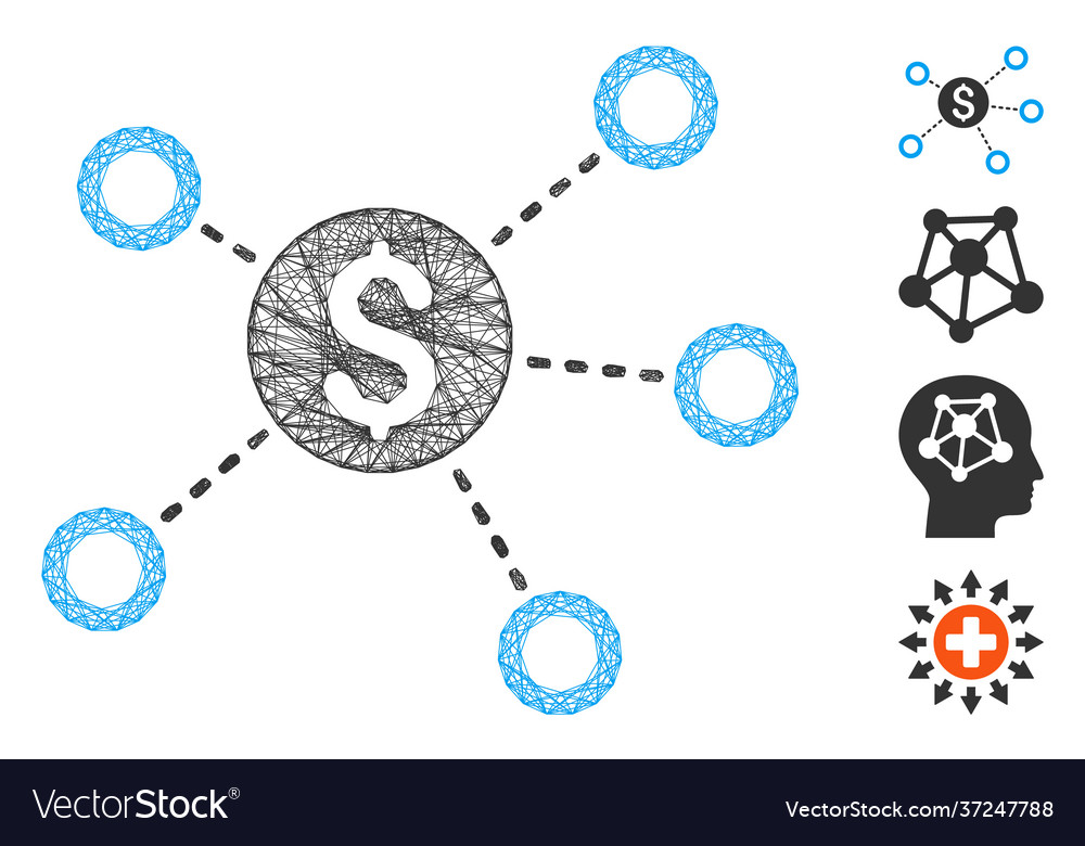 Hatched dollar network links mesh vector image Hatched dollar network links mesh