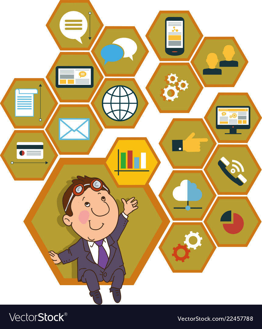 Honeycomb structure with interface icons Vector Image Honeycomb structure with interface icons