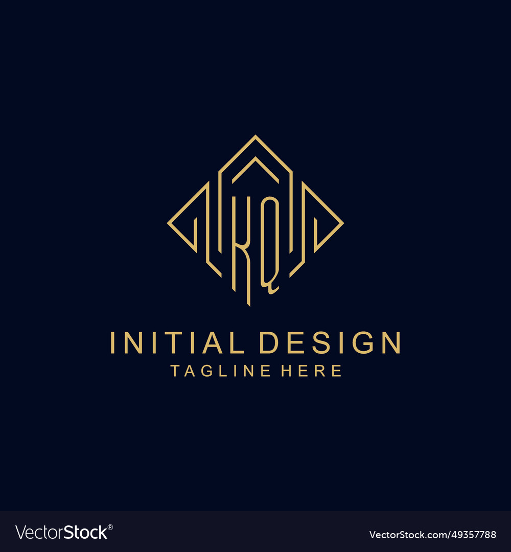 Initial logo kq monogram with rhombus line style