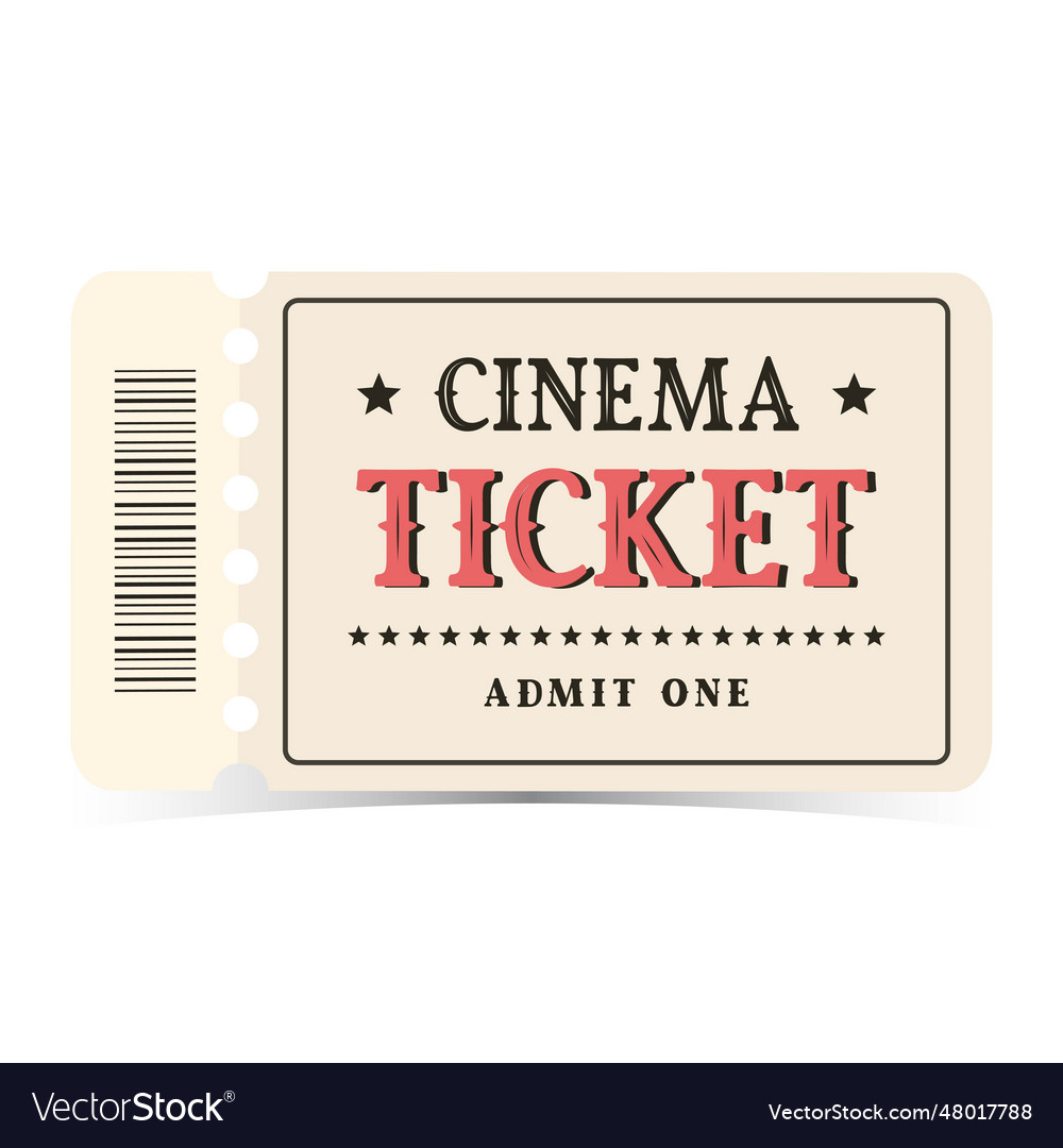 Isolated color cinema ticket Royalty Free Vector Image