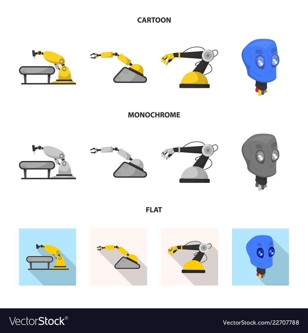 Isolated object of robot and factory logo vector image Isolated object of robot and factory logo