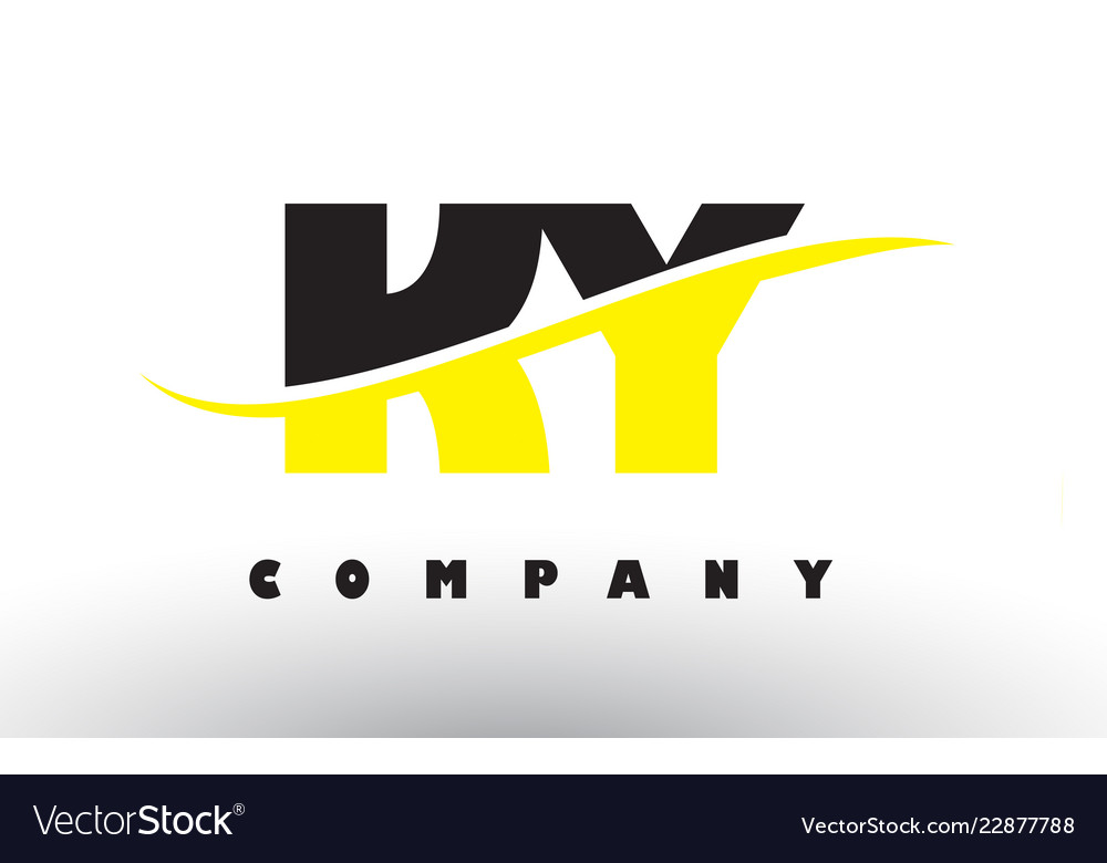 Ky K Y Black And Yellow Letter Logo With Swoosh Vector Image