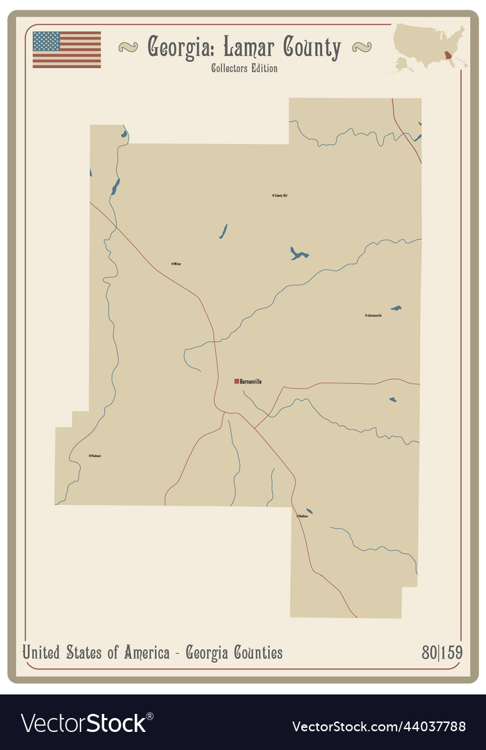 Map of lamar county in georgia Royalty Free Vector Image