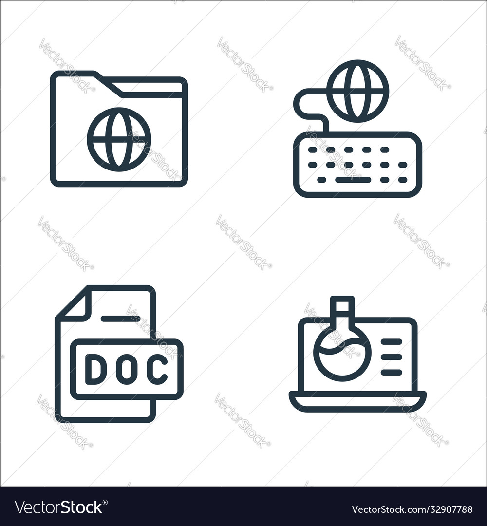 Online learning line icons linear set quality Vector Image Online learning line icons linear set quality
