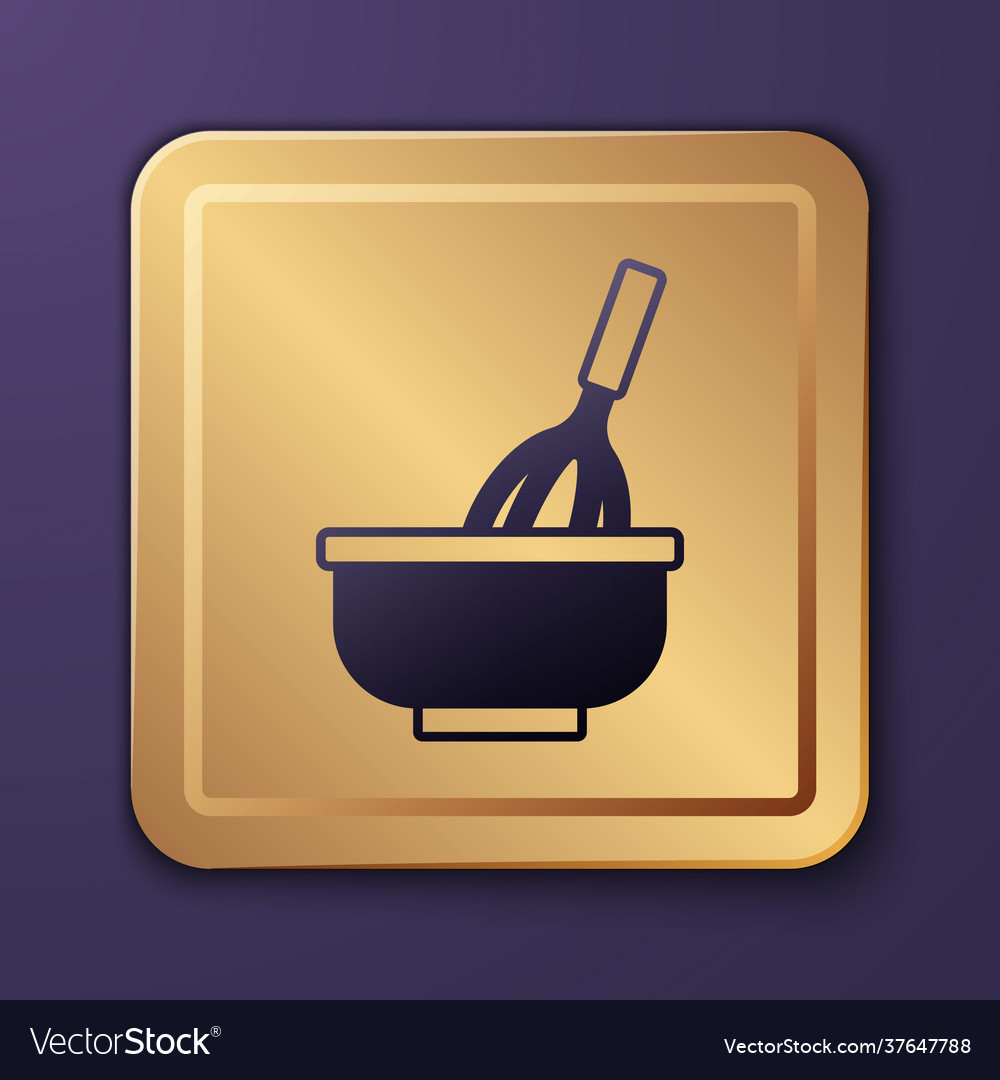 Purple kitchen whisk with bowl icon isolated