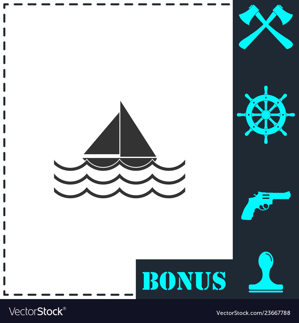 Sailboat icon flat