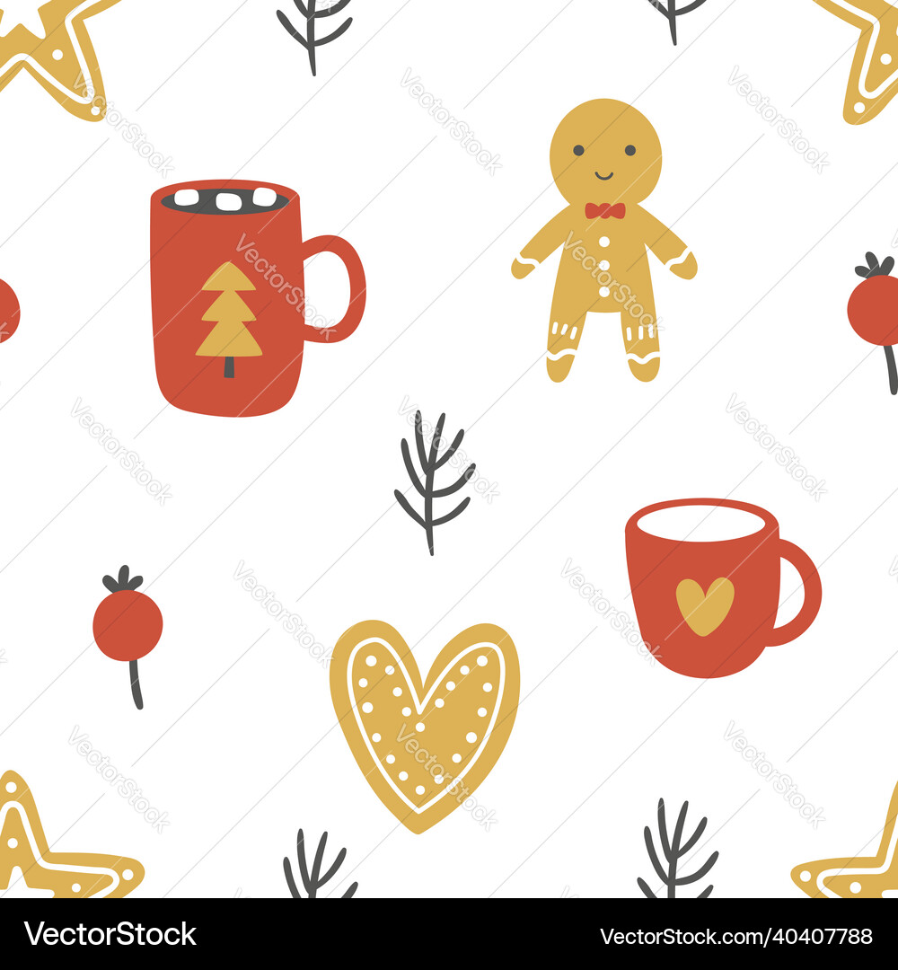 Seamless pattern with a gingerbread man Royalty Free Vector