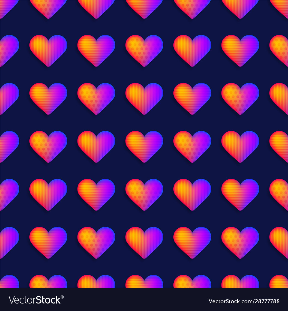 Seamless rainbow realistic heart pattern vector image Seamless rainbow realistic heart pattern