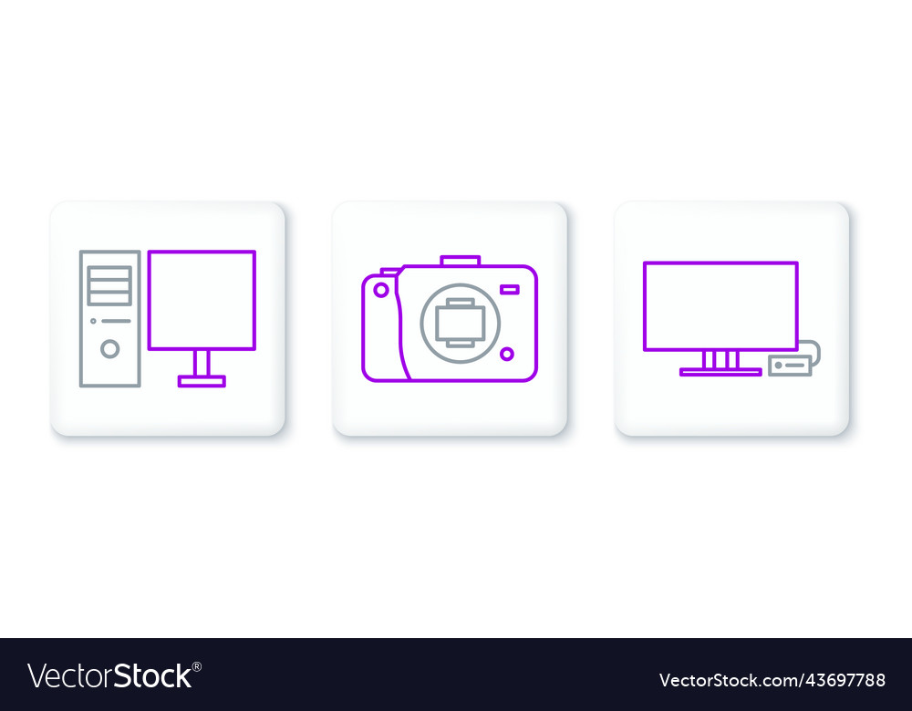 Set line smart tv computer monitor and mirrorless vector image Set line smart tv computer monitor and mirrorless