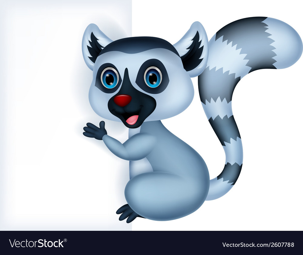 Smiling Lemur with Sign