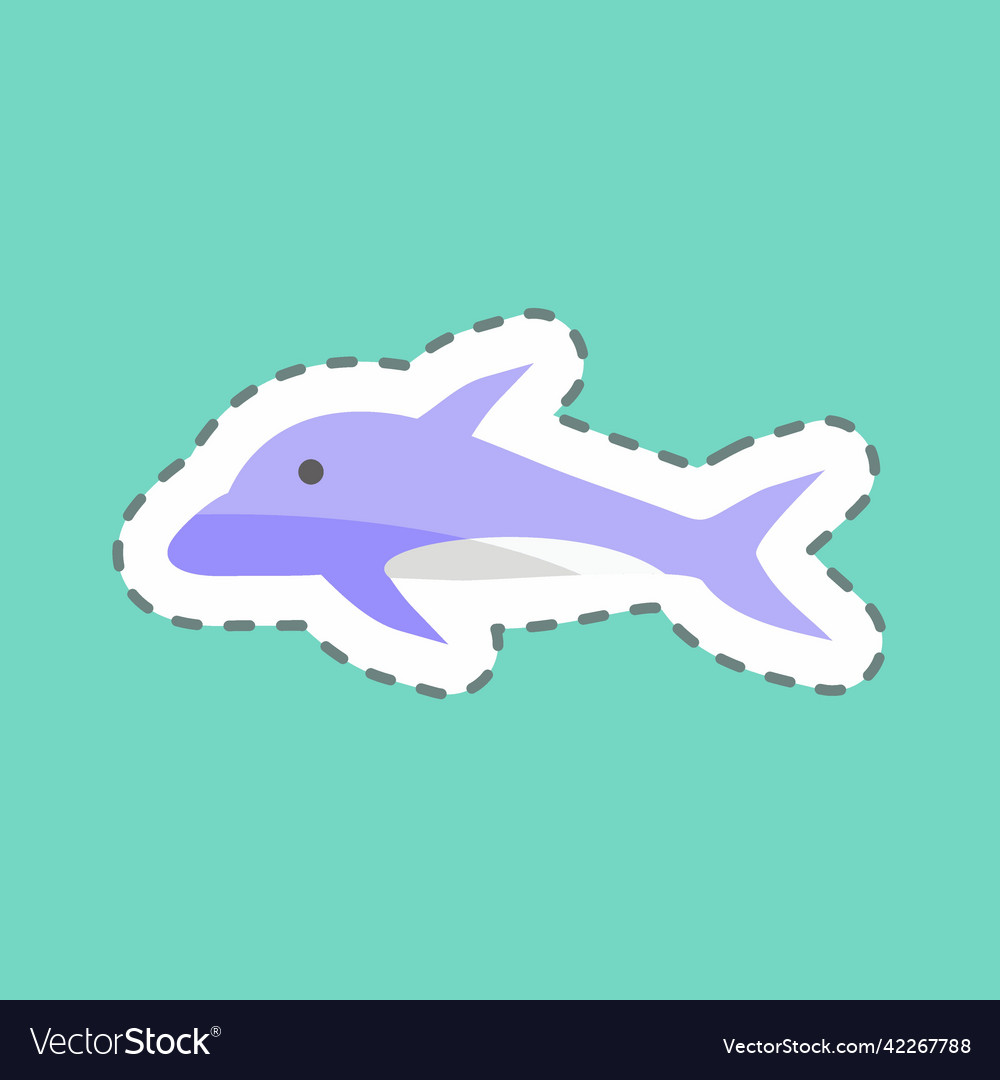 Sticker line cut dolphin suitable for sea symbol