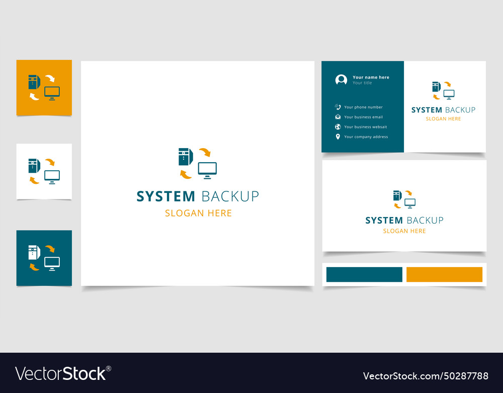 System backup logo design with editable slogan vector image System backup logo design with editable slogan