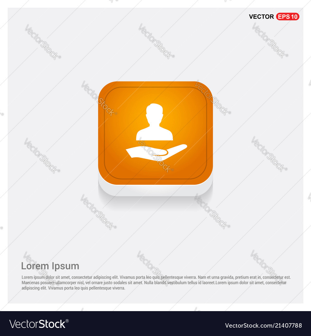 User in hand icon orange abstract web button vector image User in hand icon orange abstract web button