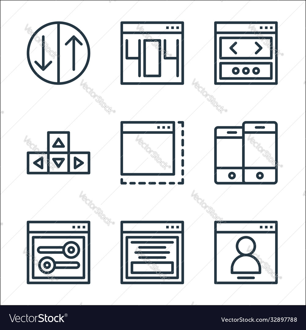 User interface line icons linear set quality vector image User interface line icons linear set quality