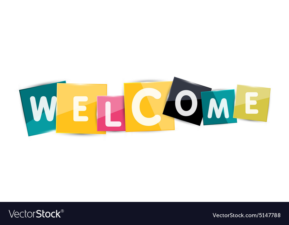 Welcome word with each letter on separate square