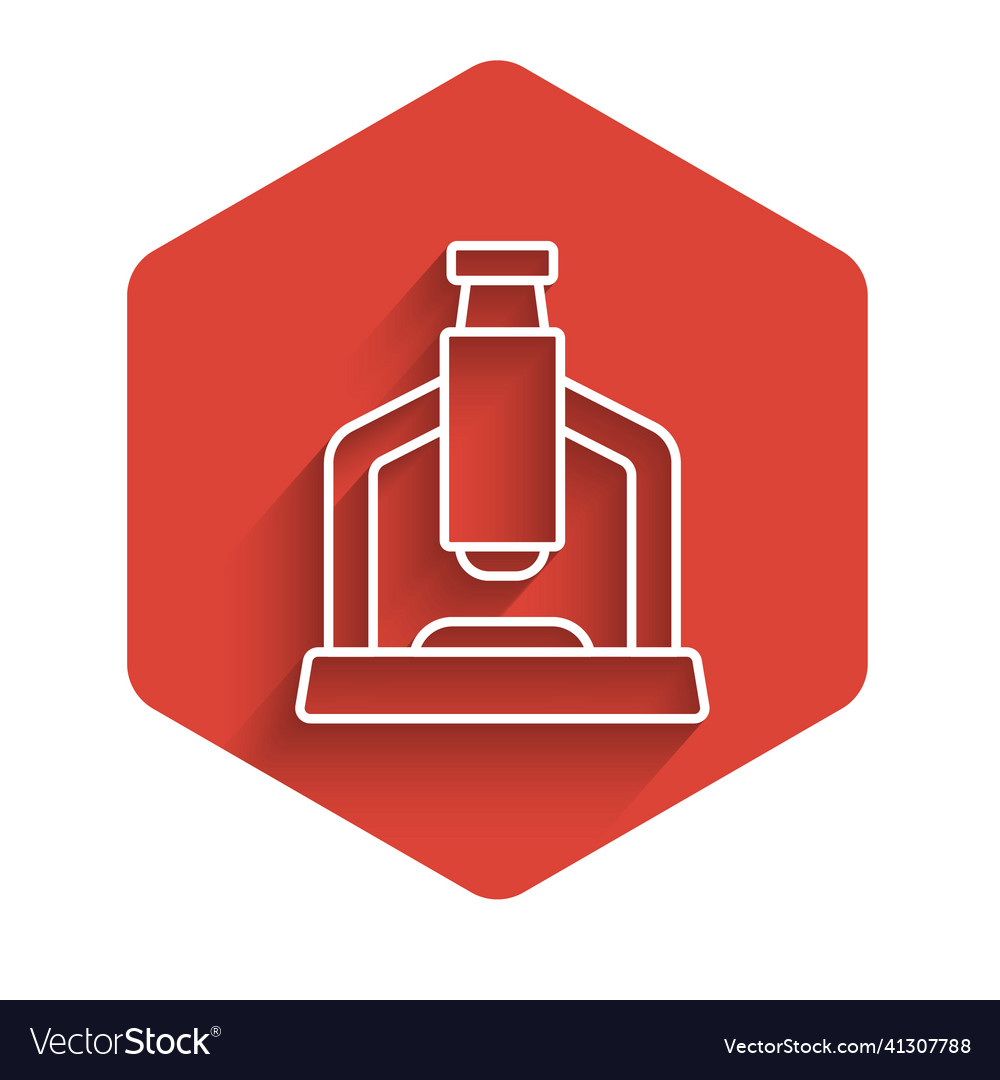White line microscope icon isolated with long