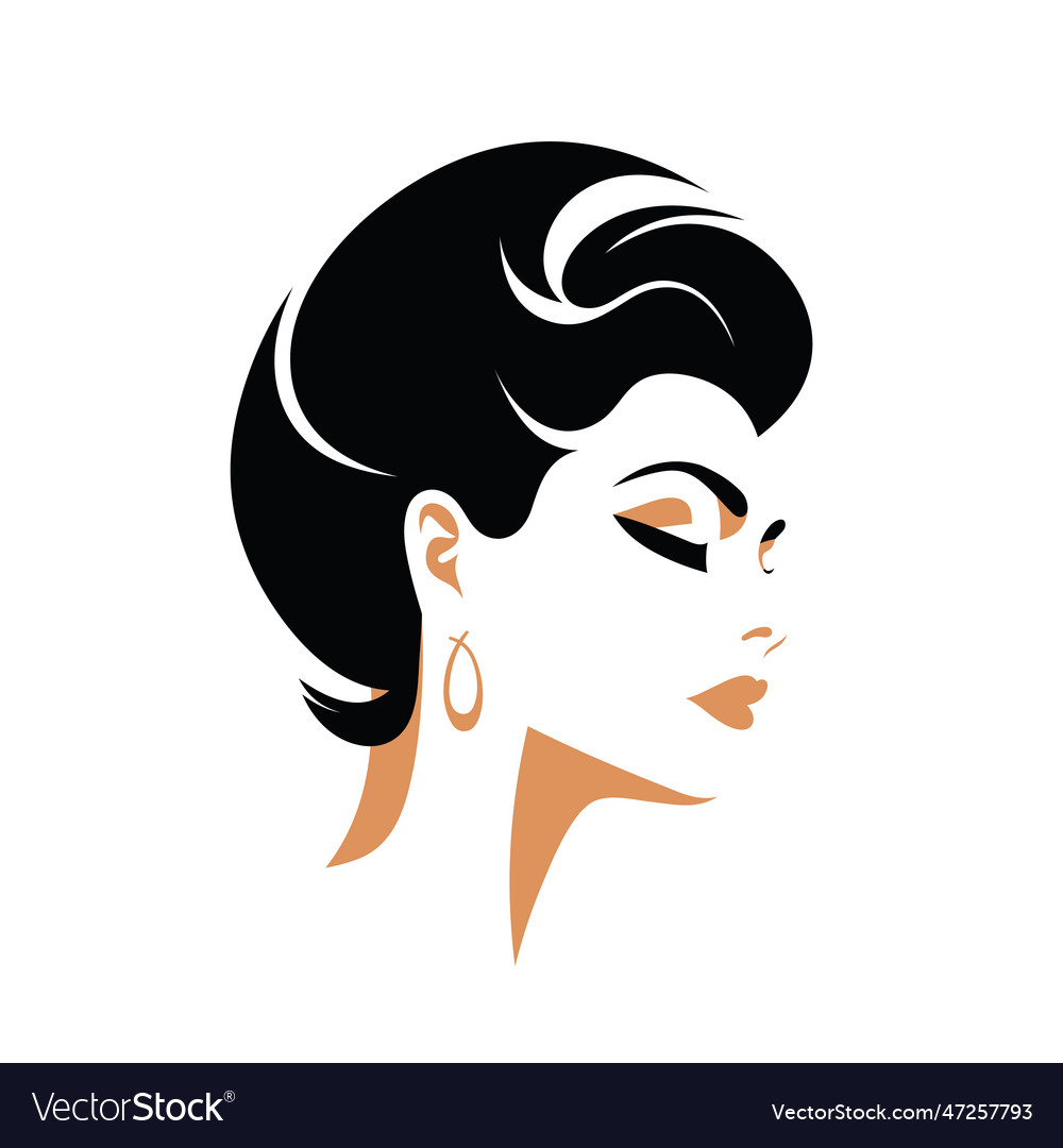 Beautiful girl head concept logo design woman