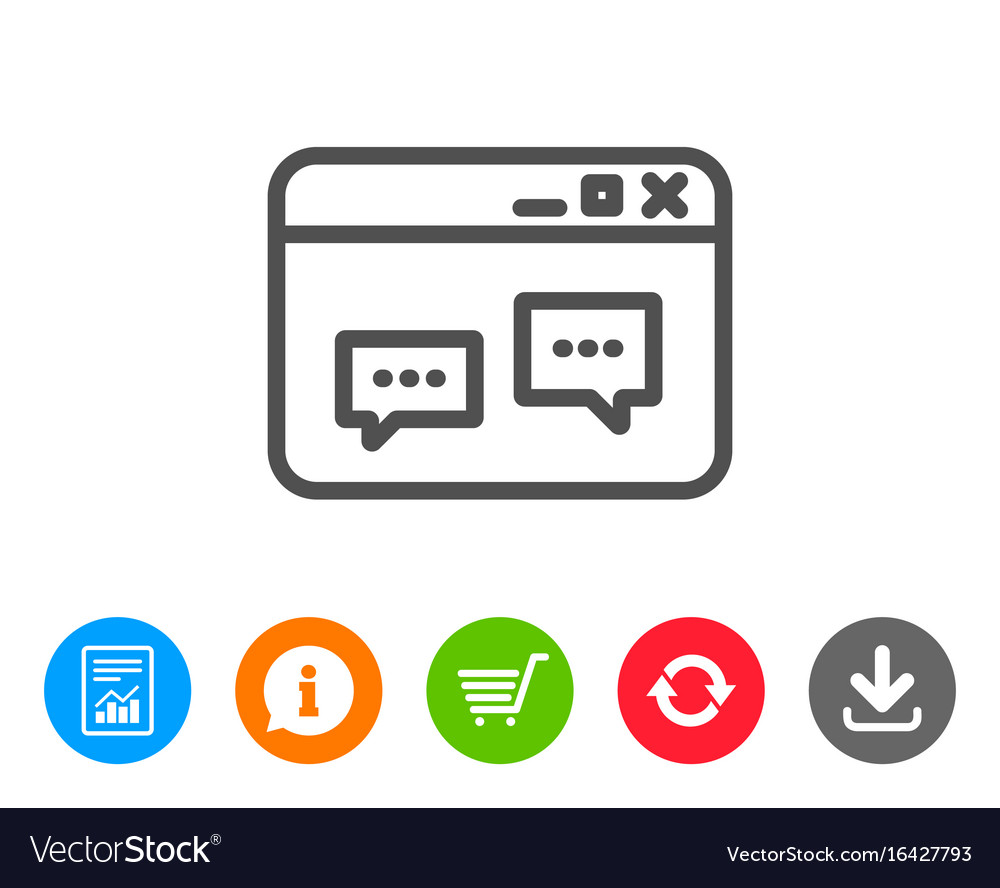 Browser window line icon chat speech bubbles