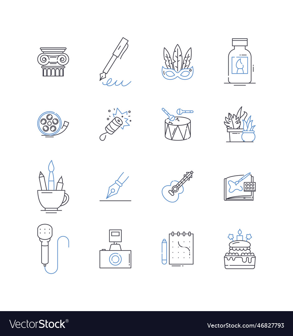 Collaborative approach line icons collection Vector Image