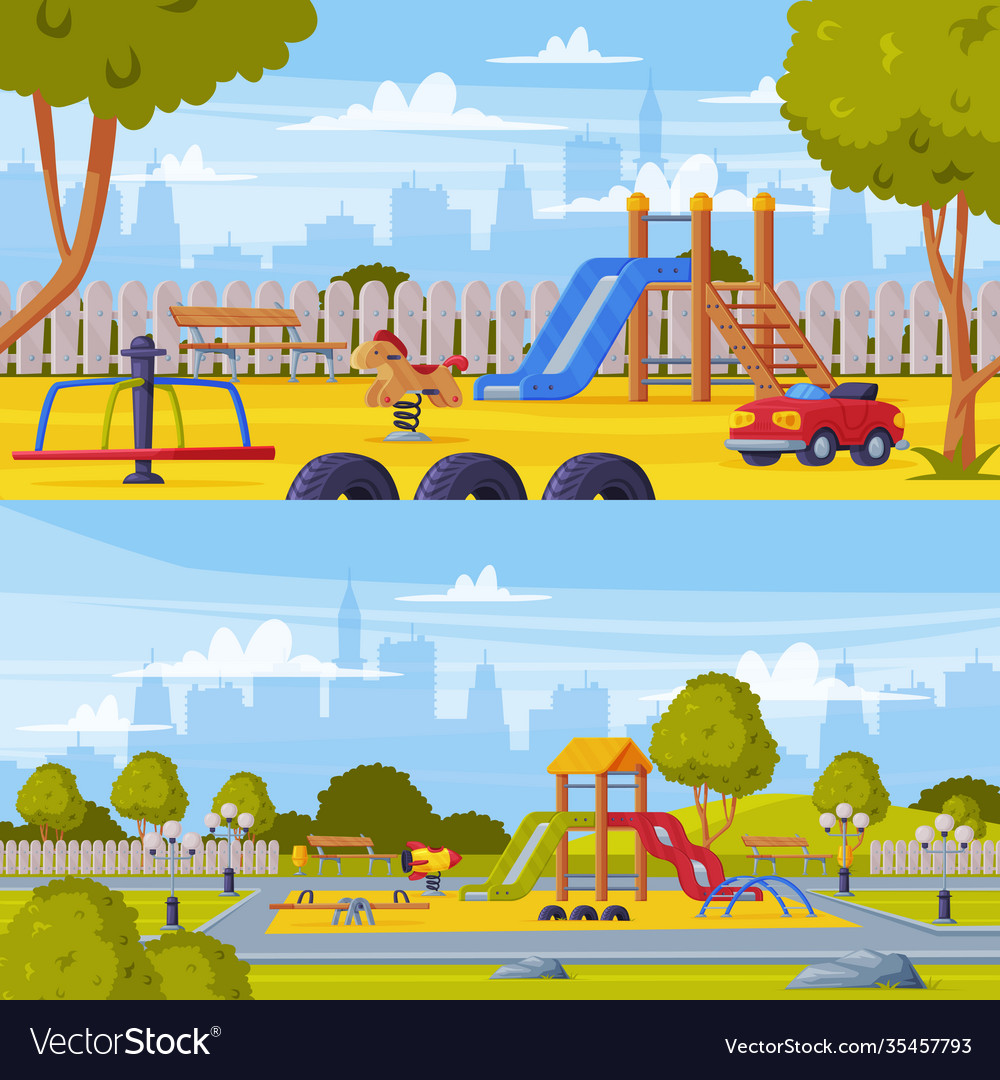 Colorful background with kids playground as urban vector image Colorful background with kids playground as urban