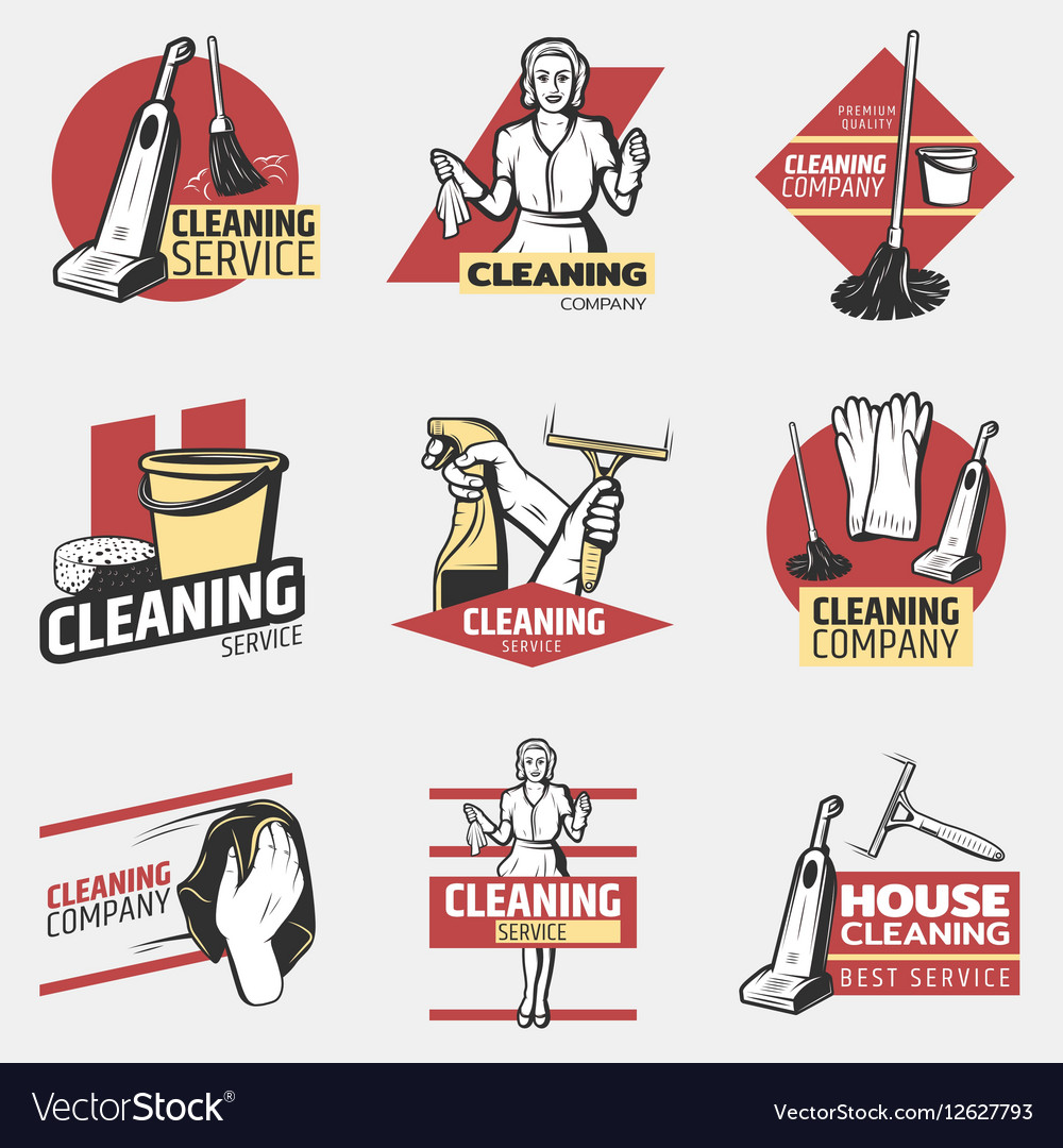 Colorful Cleaning Company Logotypes Royalty Free Vector