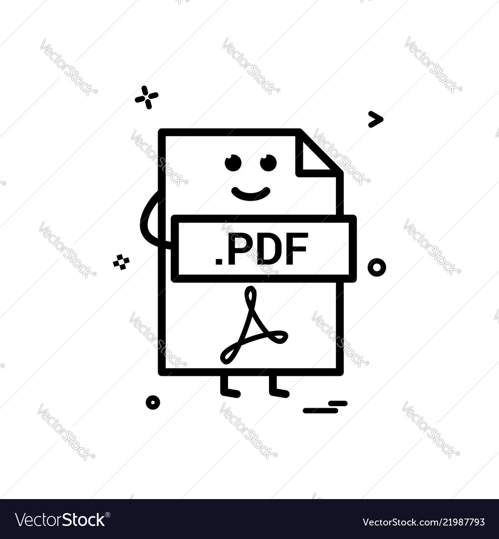 Computer pdf file format type icon design vector image Computer pdf file format type icon design