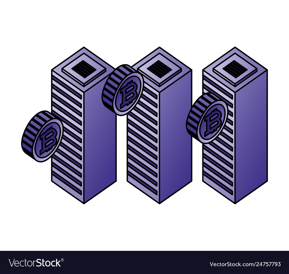 Datacenter server computer bitcoin currency Vector Image Datacenter server computer bitcoin currency