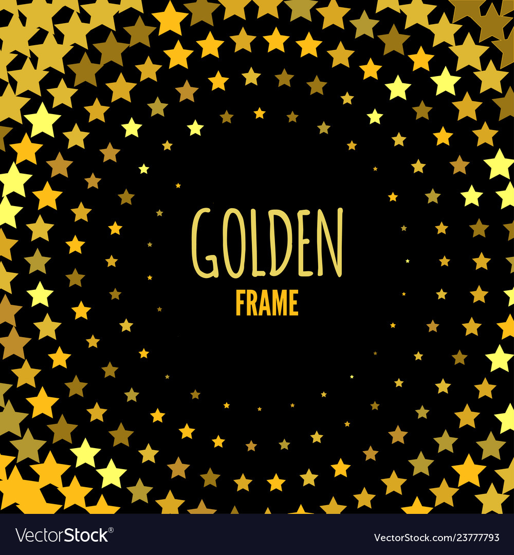 Halbtonrahmen mit Goldsterne Ornament für Geschenke Vector Image Halbtonrahmen mit Goldsterne Ornament für Geschenke