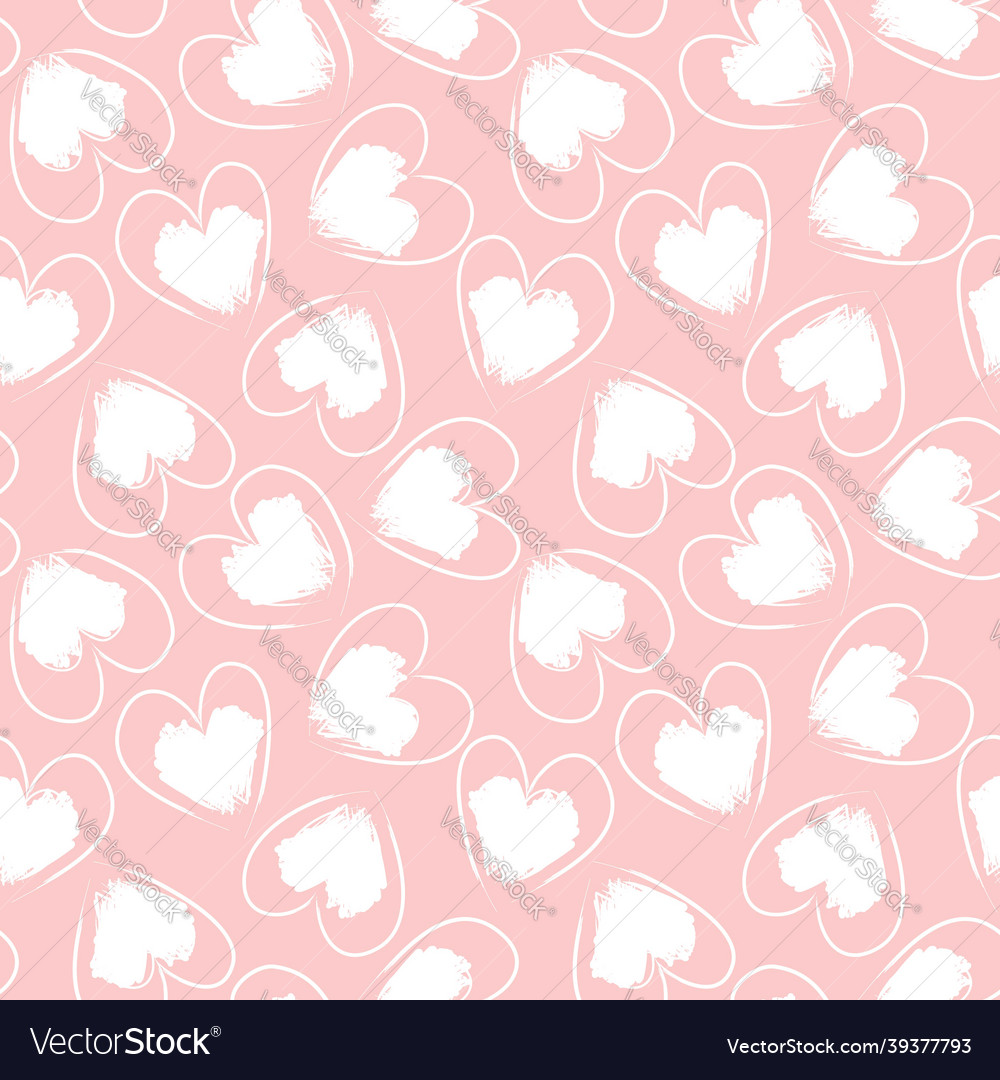 Heart shaped brush stroke seamless pattern Vector Image