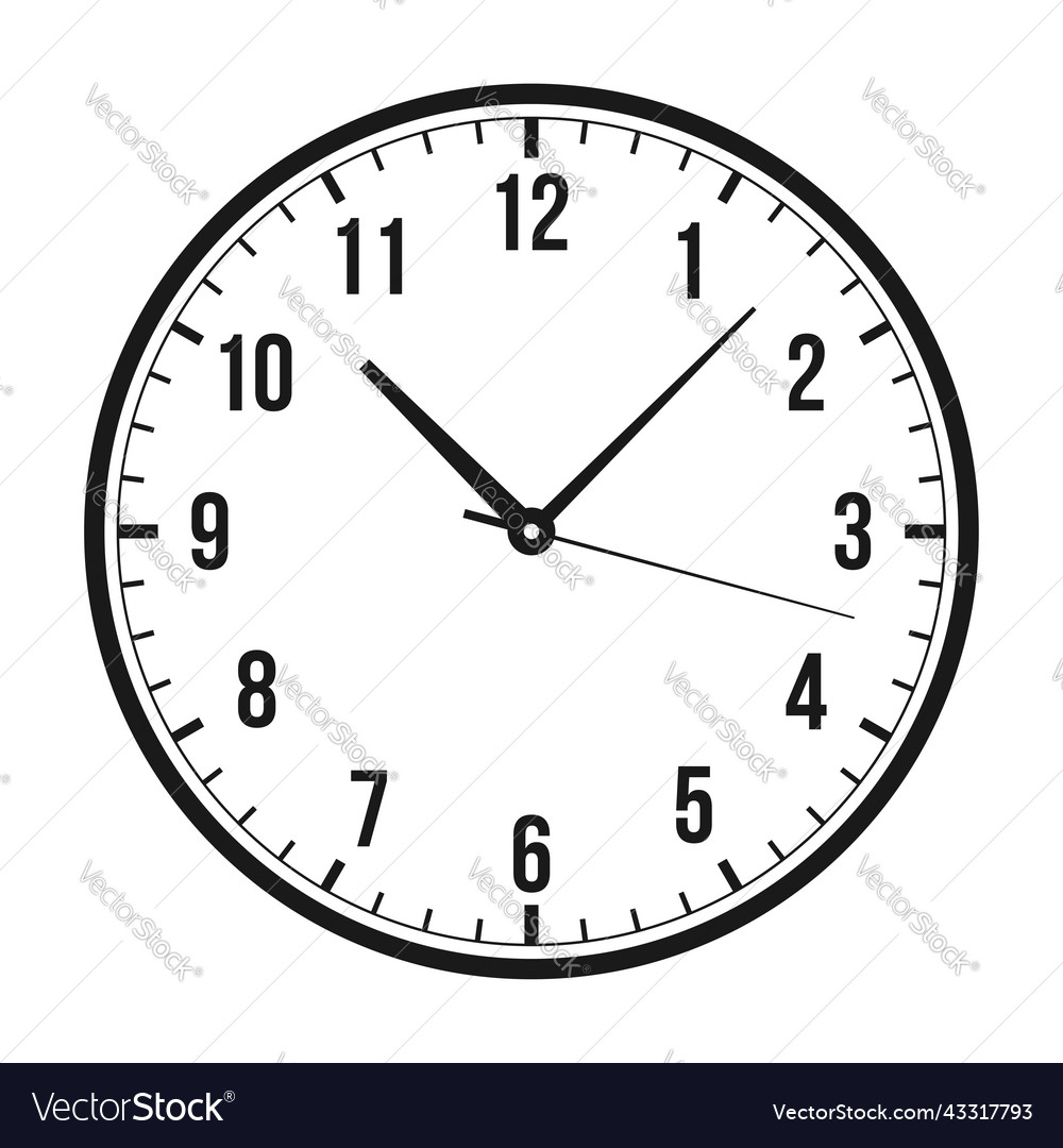 Modern clock with arabic numbers isolated Vector Image