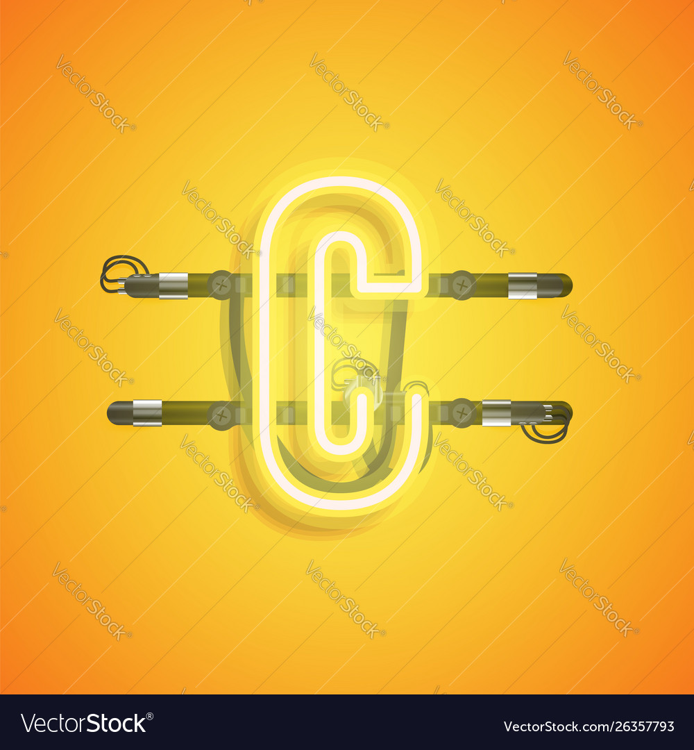 Realistic neon character with wires and console