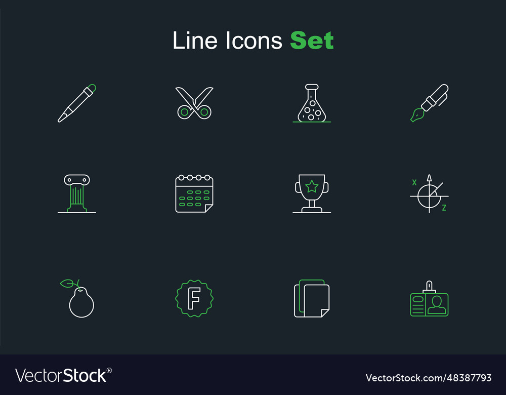 Set line identification badge file document exam vector image Set line identification badge file document exam